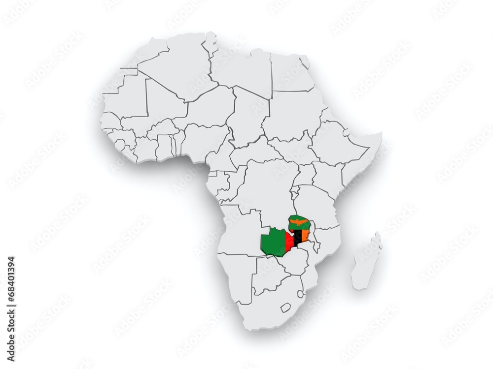 Map of worlds. Zambia. Map of worlds. Zambia.