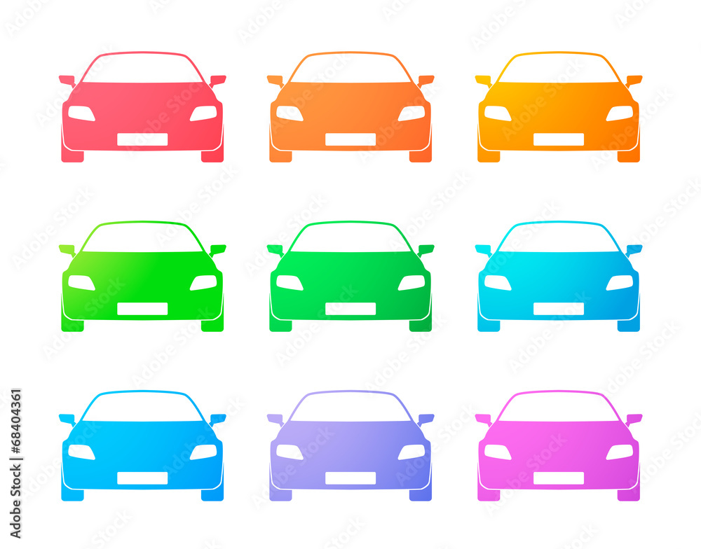 Colored cars icon set