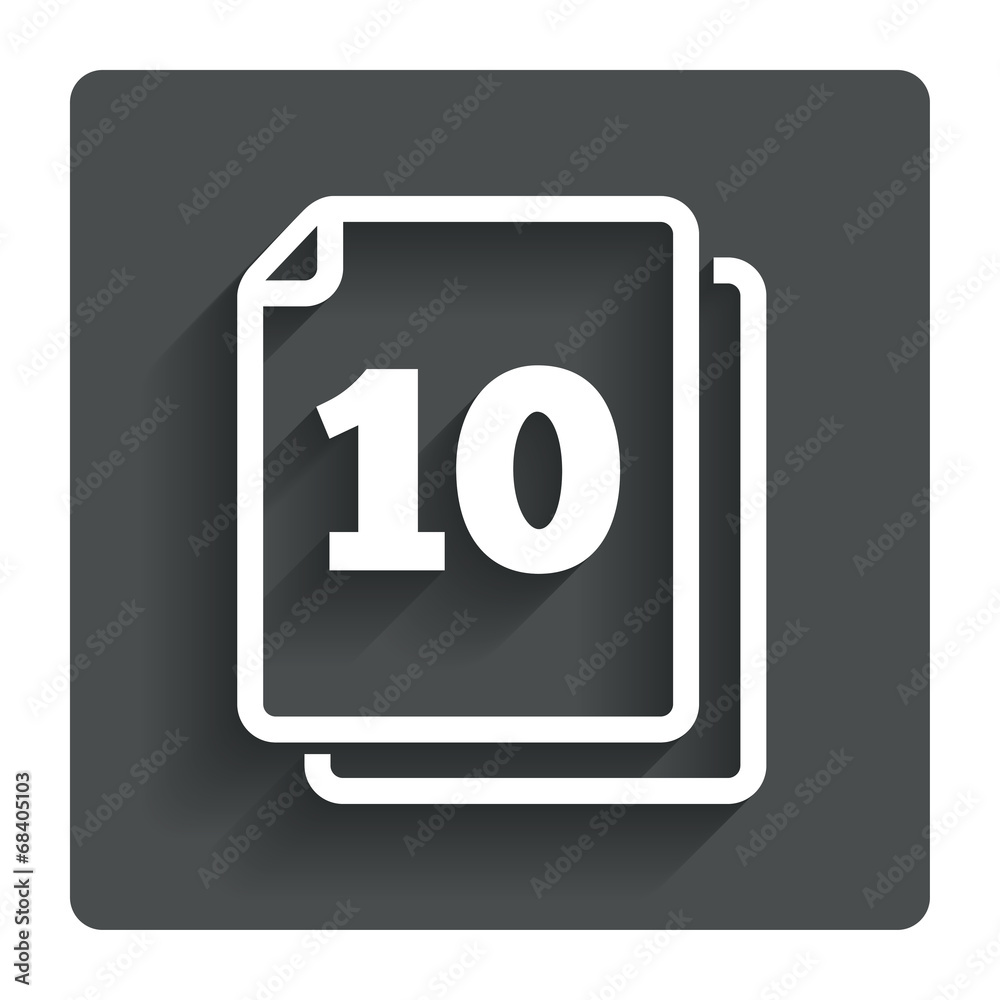 In pack 10 sheets sign icon. 10 papers symbol. In pack 10 sheets sign icon. 10 papers symbol.