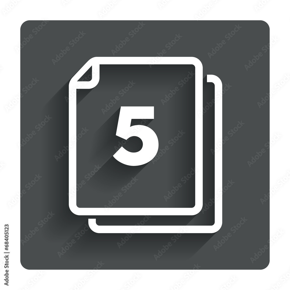 In pack 5 sheets sign icon. 5 papers symbol. In pack 5 sheets sign icon. 5 papers symbol.