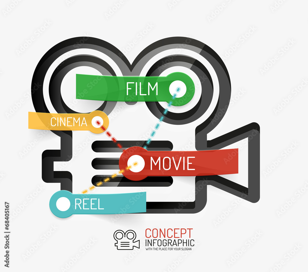 Cinema and movie infographic concept, line style Cinema and movie infographic concept, line style