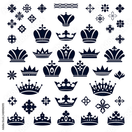 set of crowns and decorative elements
