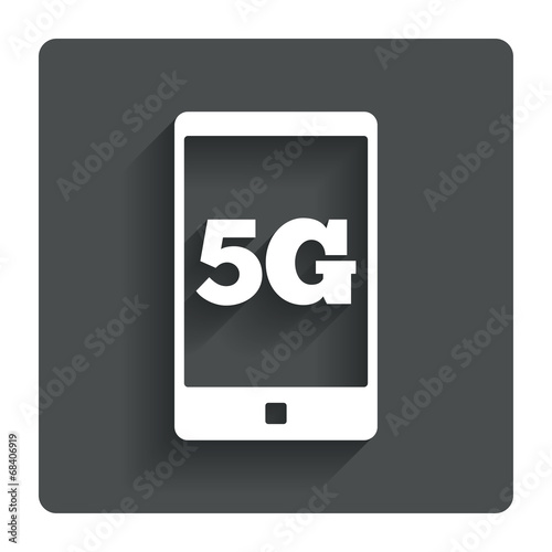 5G sign. Mobile telecommunications technology.