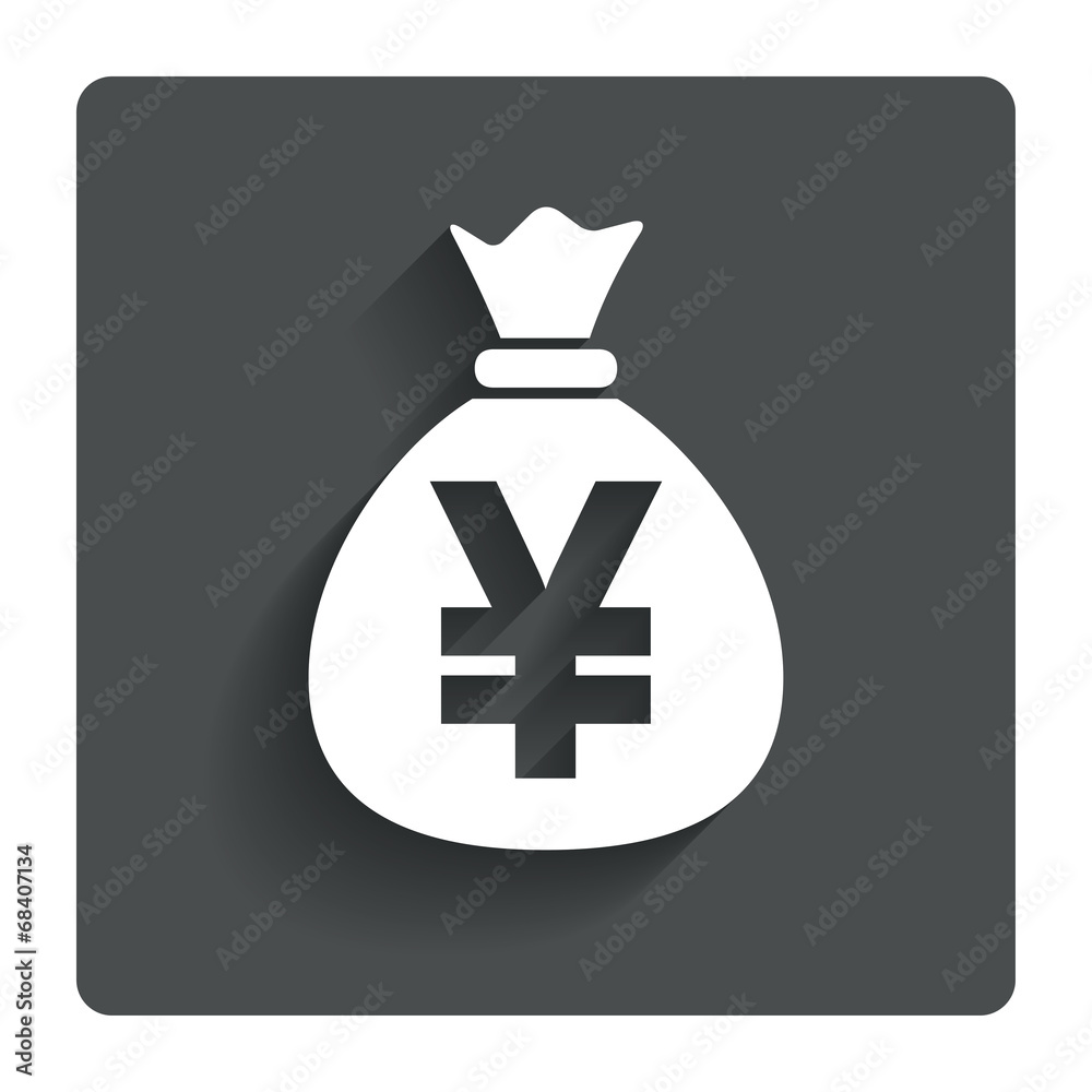 Money bag sign icon. Yen JPY currency. Money bag sign icon. Yen JPY currency.