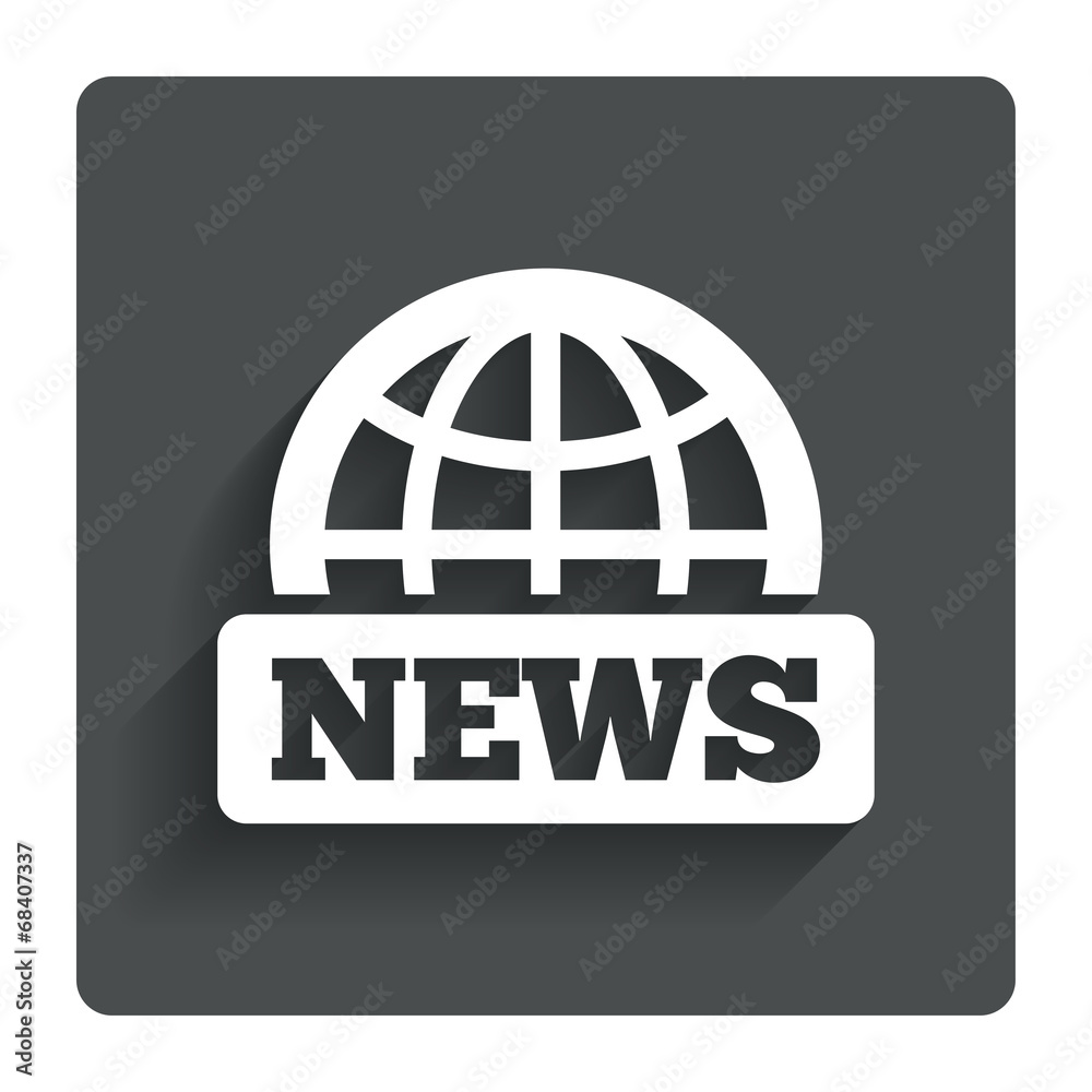 News sign icon. World globe symbol. News sign icon. World globe symbol.