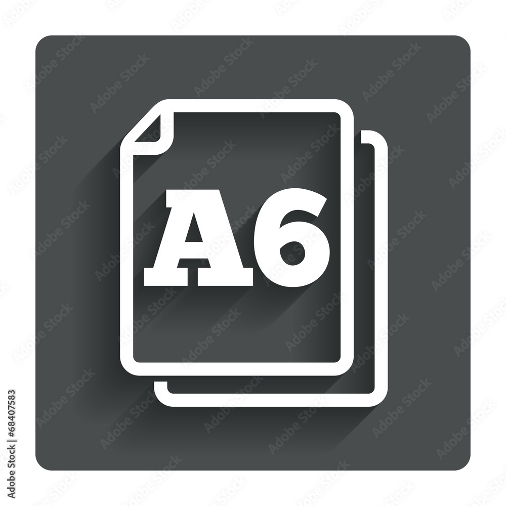 Paper size A6 standard icon. Document symbol.