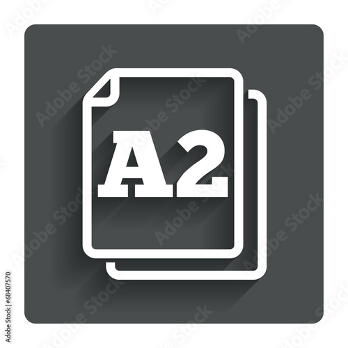 Paper size A2 standard icon. Document symbol.