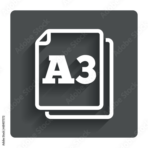 Paper size A3 standard icon. Document symbol.