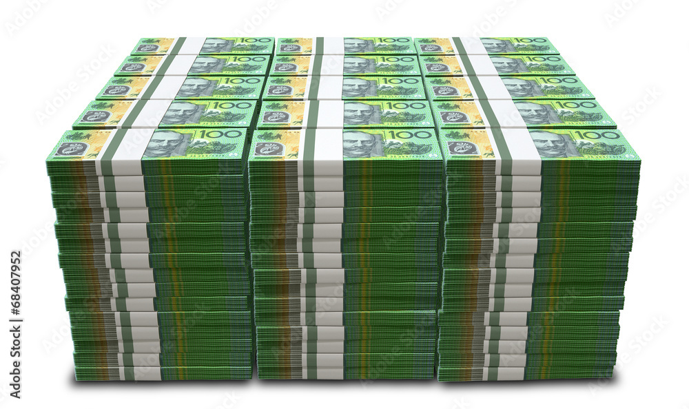 Australian Dollar Notes Pile Australian Dollar Notes Pile