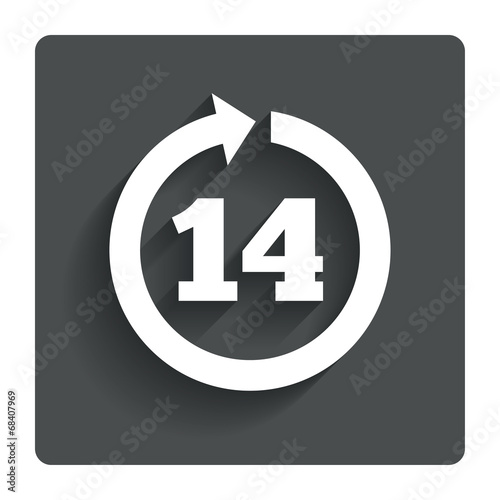Return of goods within 14 days sign icon.