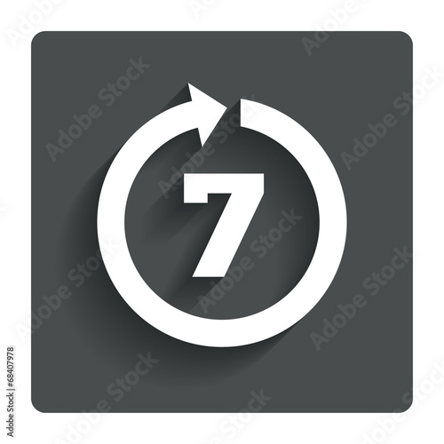 Return of goods within 7 days sign icon.