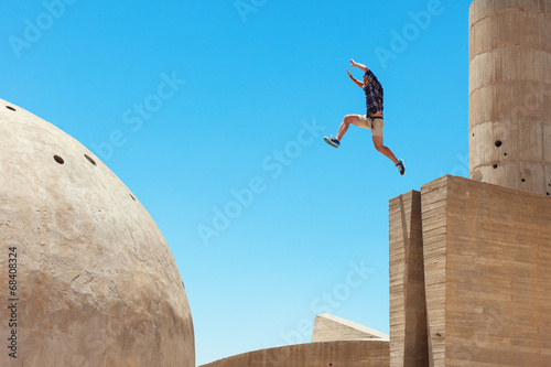 risky man jumping