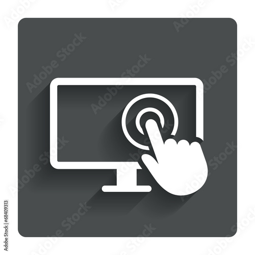 Touch screen monitor sign icon. Hand pointer.