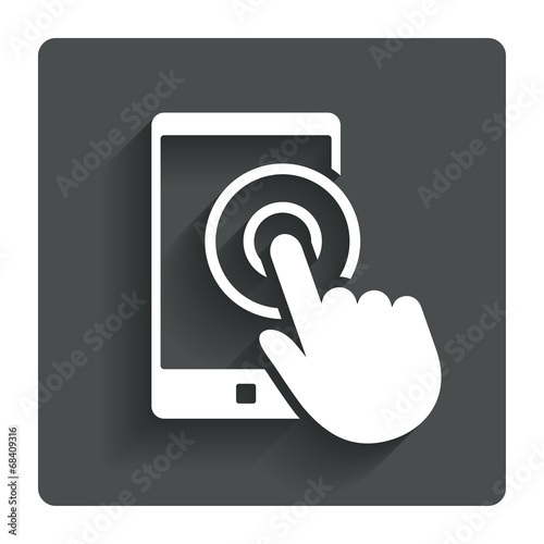 Touch screen smartphone sign icon. Hand pointer