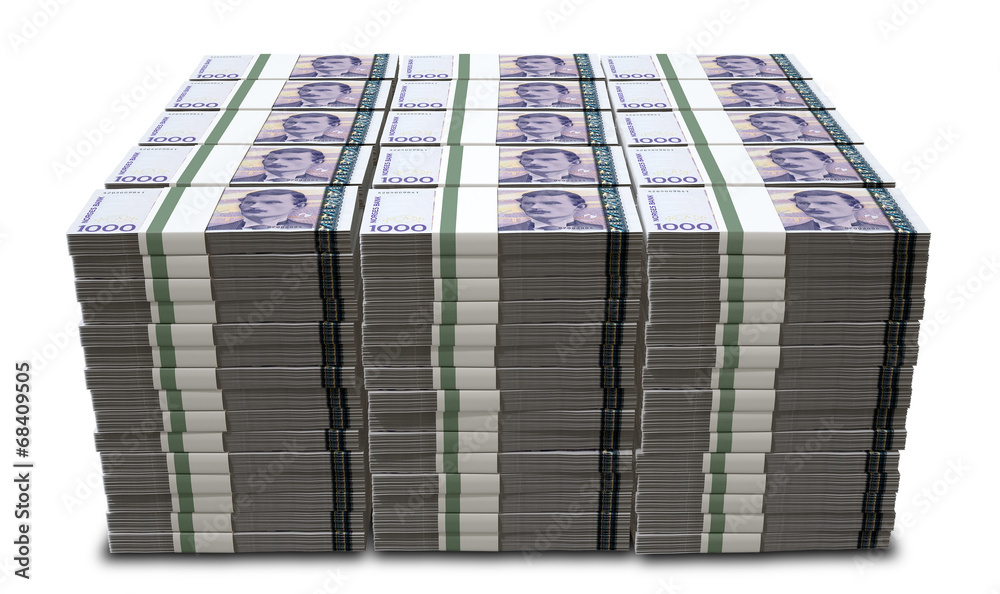 Norwegian Krone Notes Bundles Stack