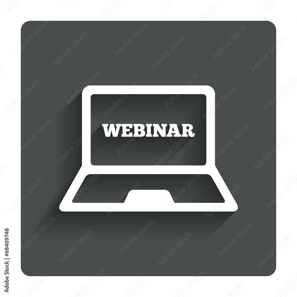 Webinar laptop sign icon. Notebook Web study. Webinar laptop sign icon. Notebook Web study.