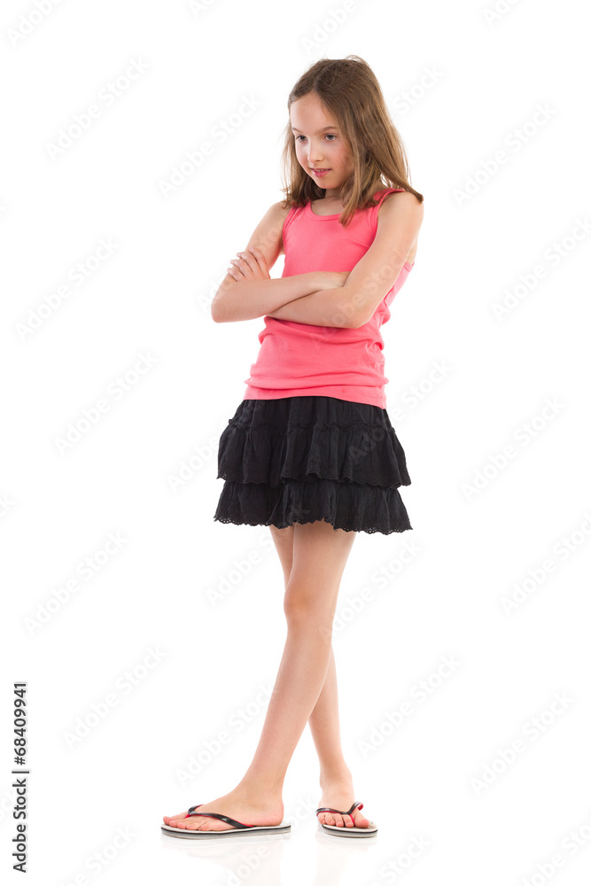 Fototapeta premium Little girl looking down