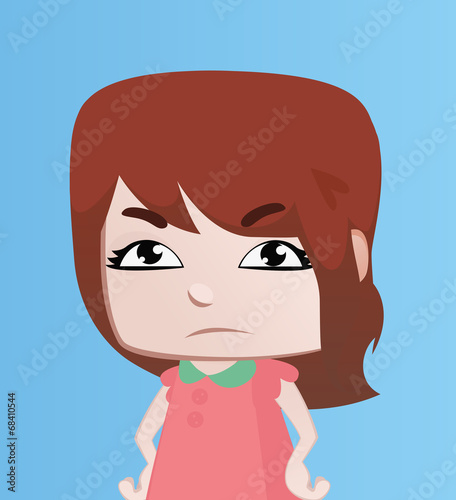 A little girl with disgusted expression