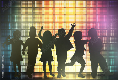 Dancing children silhouettes