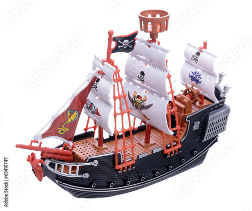 Pirate ship on white background