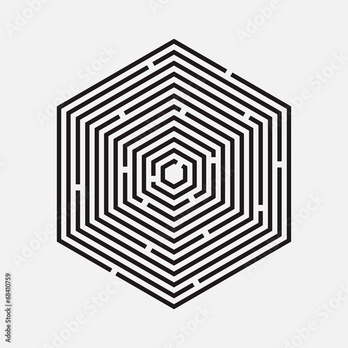 Maze, hexagon, vector illustration