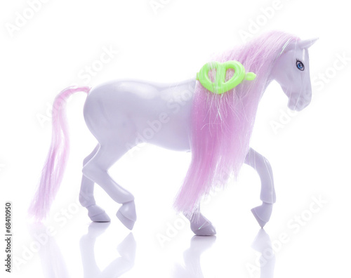 Plakat Little pony with pink mane isolated on white