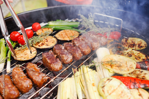 grilled kebab and vegetables
