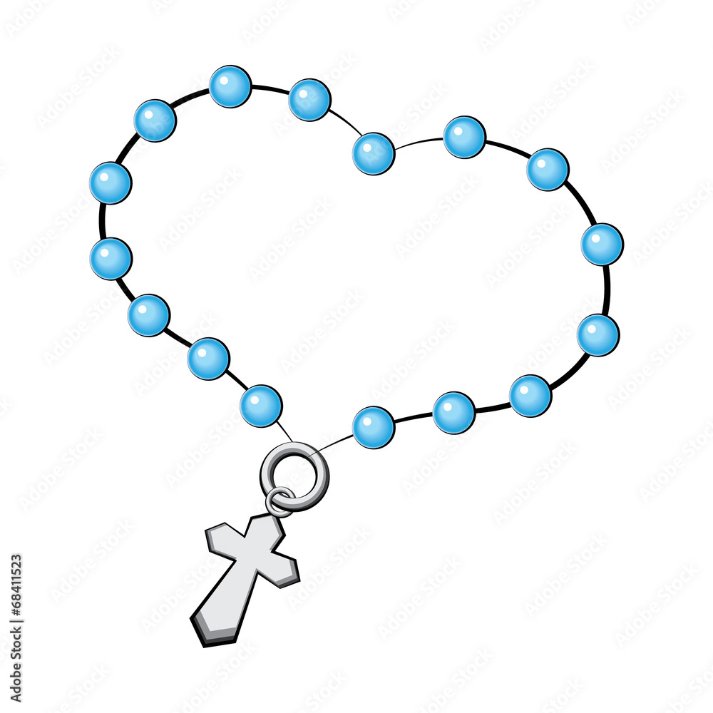 Rosary with a cross. Icon. Vector object on white background. Rosary with a cross. Icon. Vector object on white background.