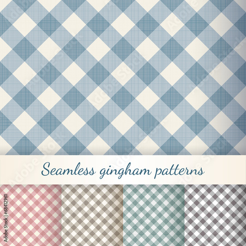 Set of seamless checkered gingham patterns