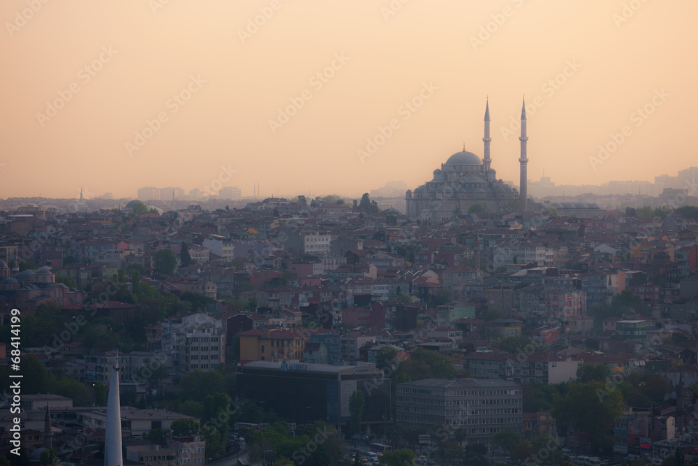 Istanbul skyline at sunset