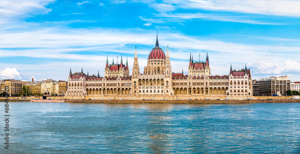 Panorama view at the parliament in Budapest