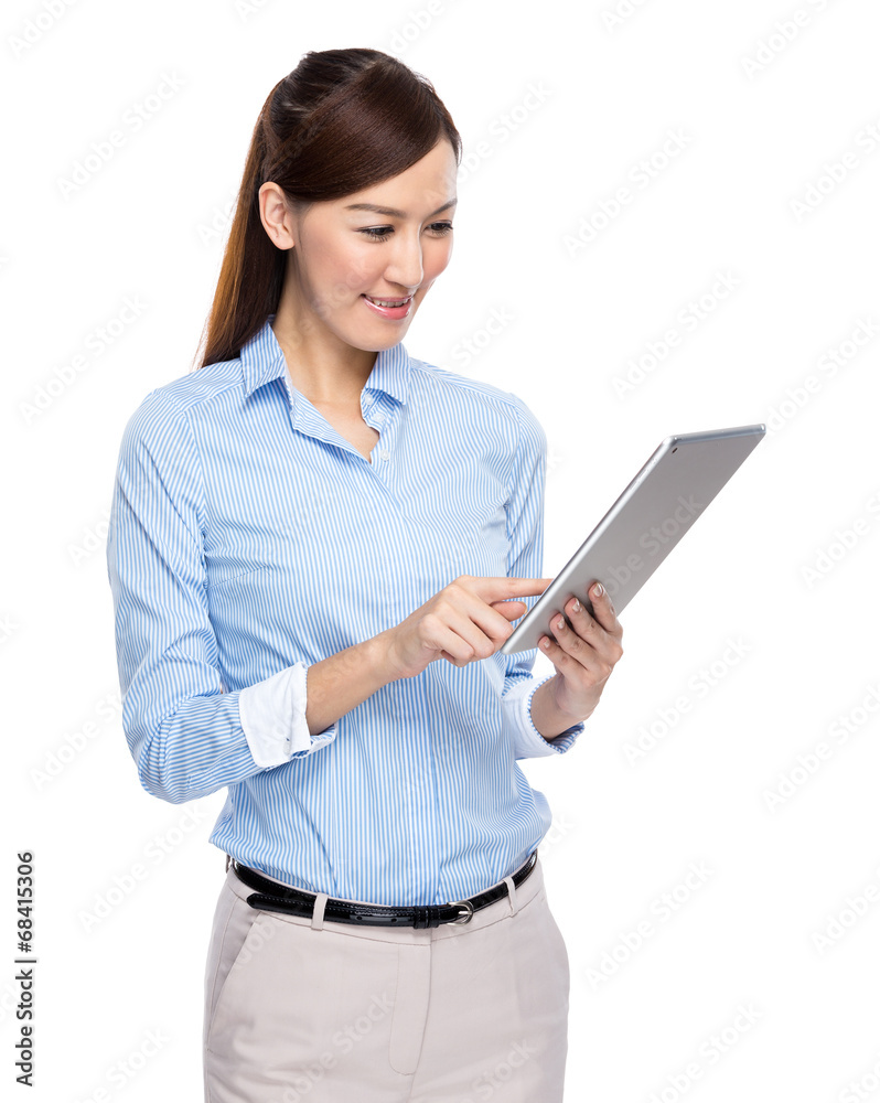 Businesswoman read on digital tablet Businesswoman read on digital tablet