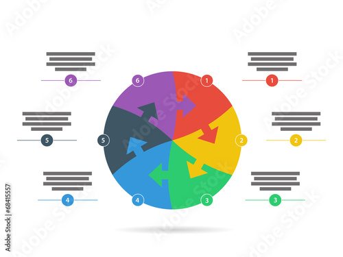 Six sided flying text field flat arrow diagram vector