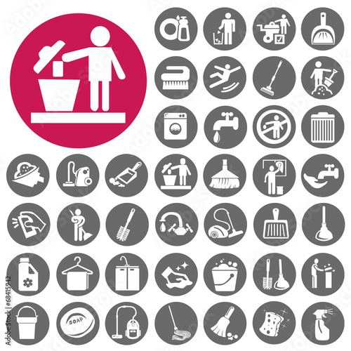 Cleaning icons set. Illustration eps10