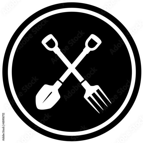 pitchfork and shovel gardening icon
