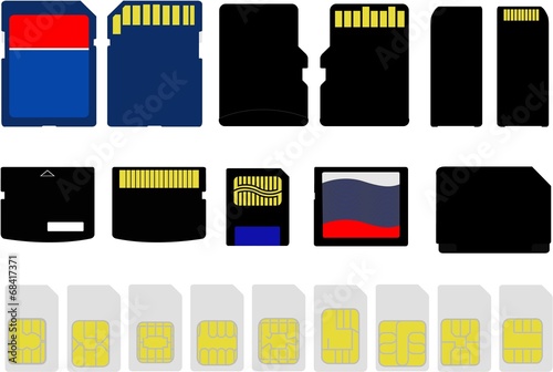 Illustration of Selection of Memory and SIM Cards photo