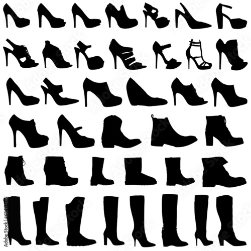 Illustration of Womens shoes and boots icon set