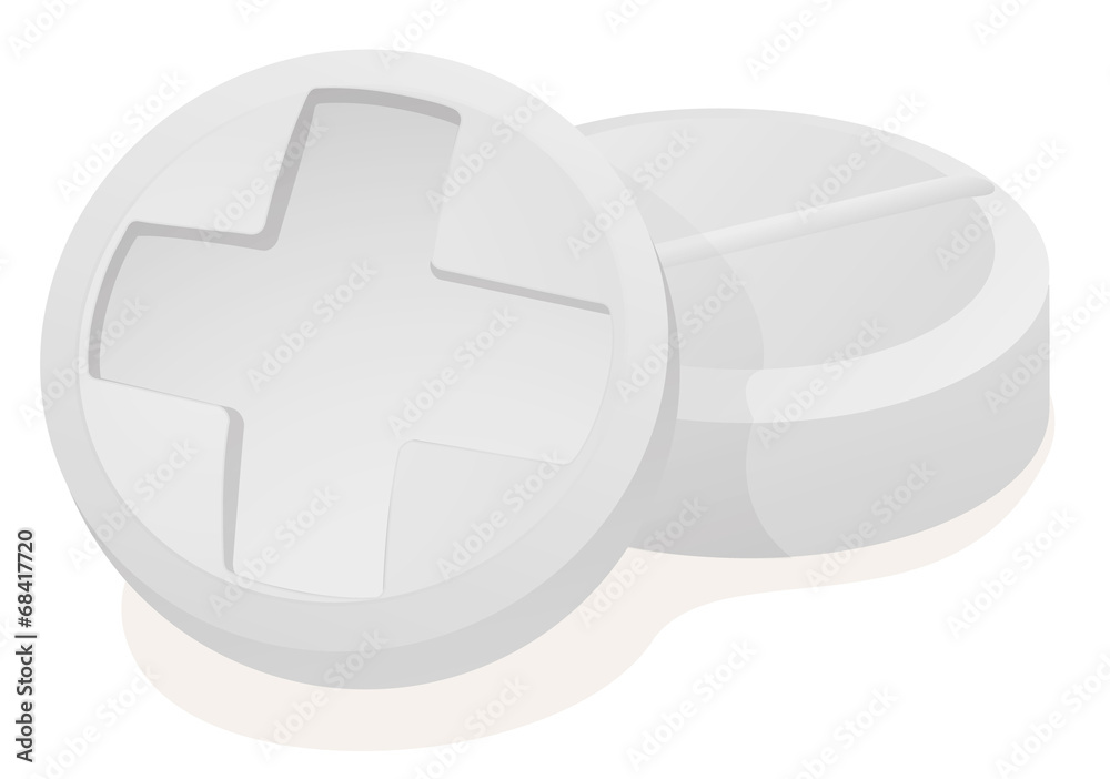 Fototapeta premium Close two white pills with a white cross