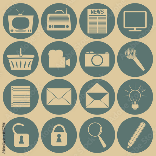 Social media icons.