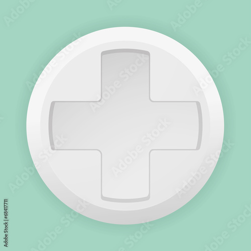 Close white pill with a white cross