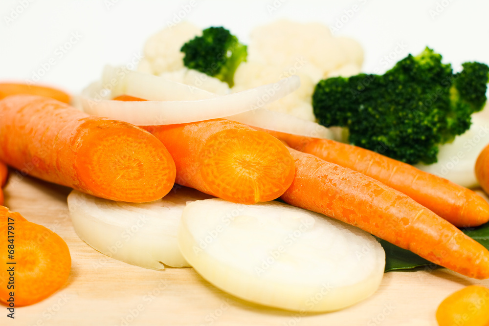 Chopped vegetables on cutting board Chopped vegetables on cutting board