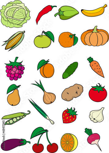 Set of fruits and vegetables