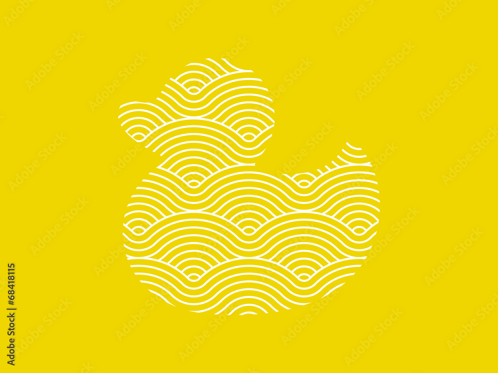 Duck shape symbol described by curvy waves vector