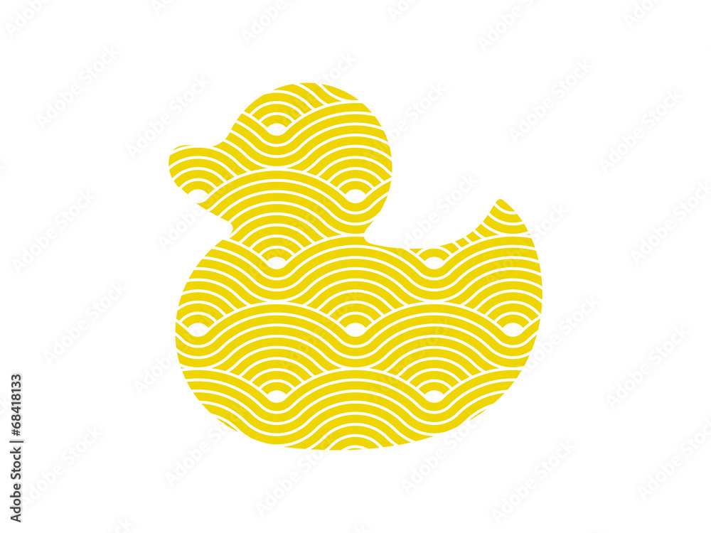 Duck shape symbol described by curvy waves vector