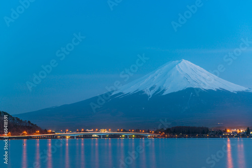Mt Fuji rises above Lake Kawaguchi