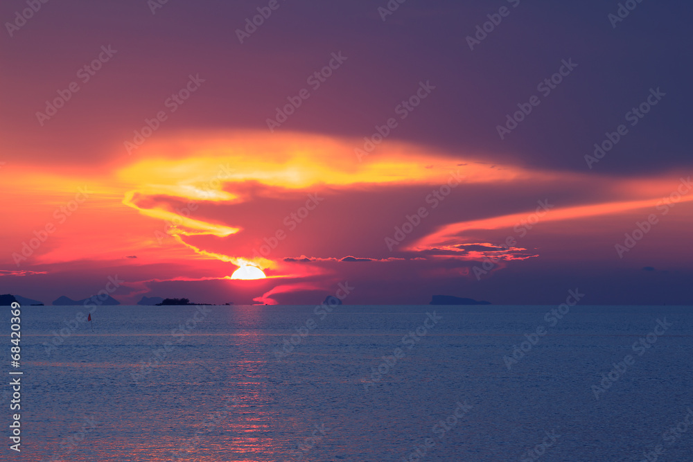 Dramatic panoramic pastel  sunset background