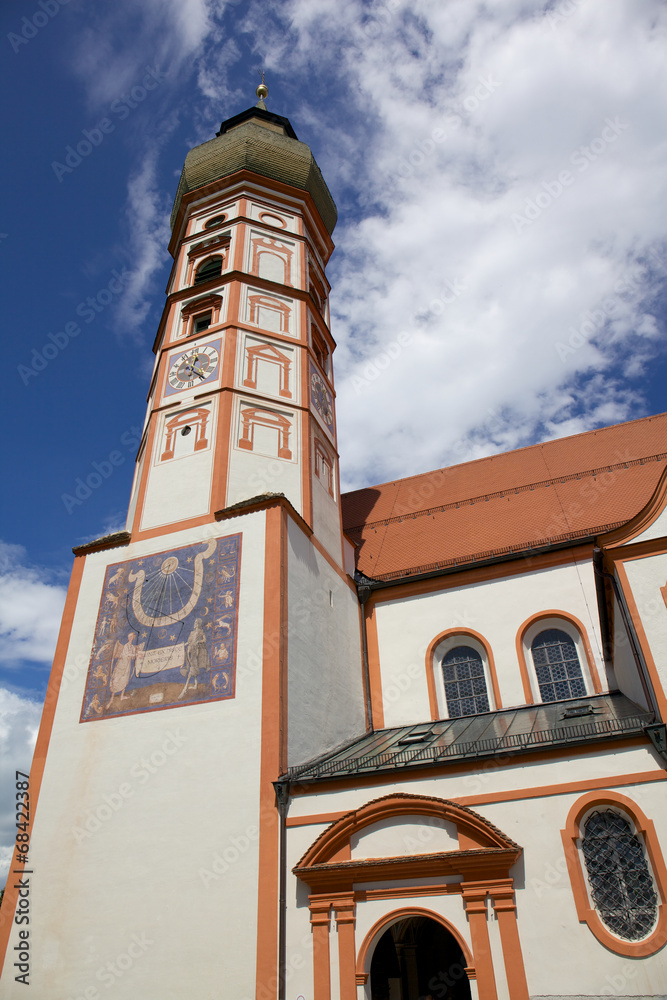 Obraz premium Kirchturm der Klosterkirche Andechs