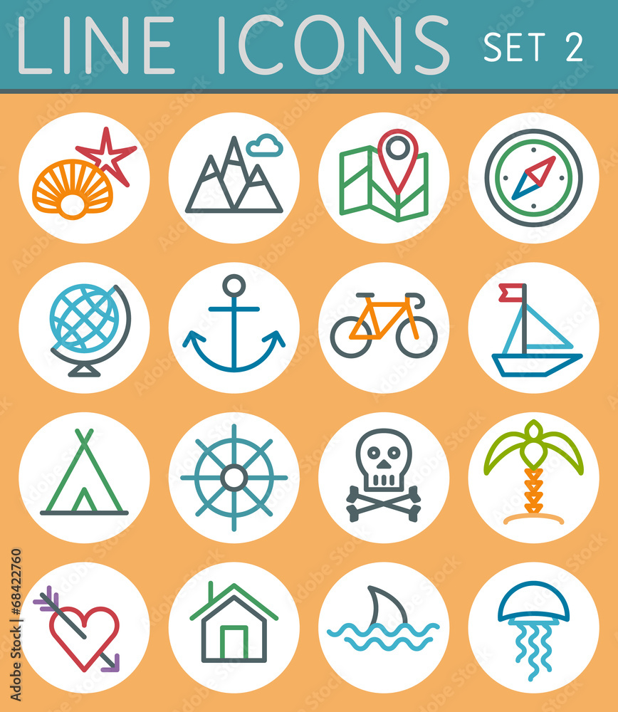 Travel line icons set. Vector web design elements Travel line icons set. Vector web design elements