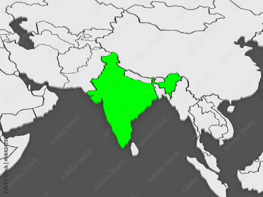Fototapeta premium Map of worlds. India.