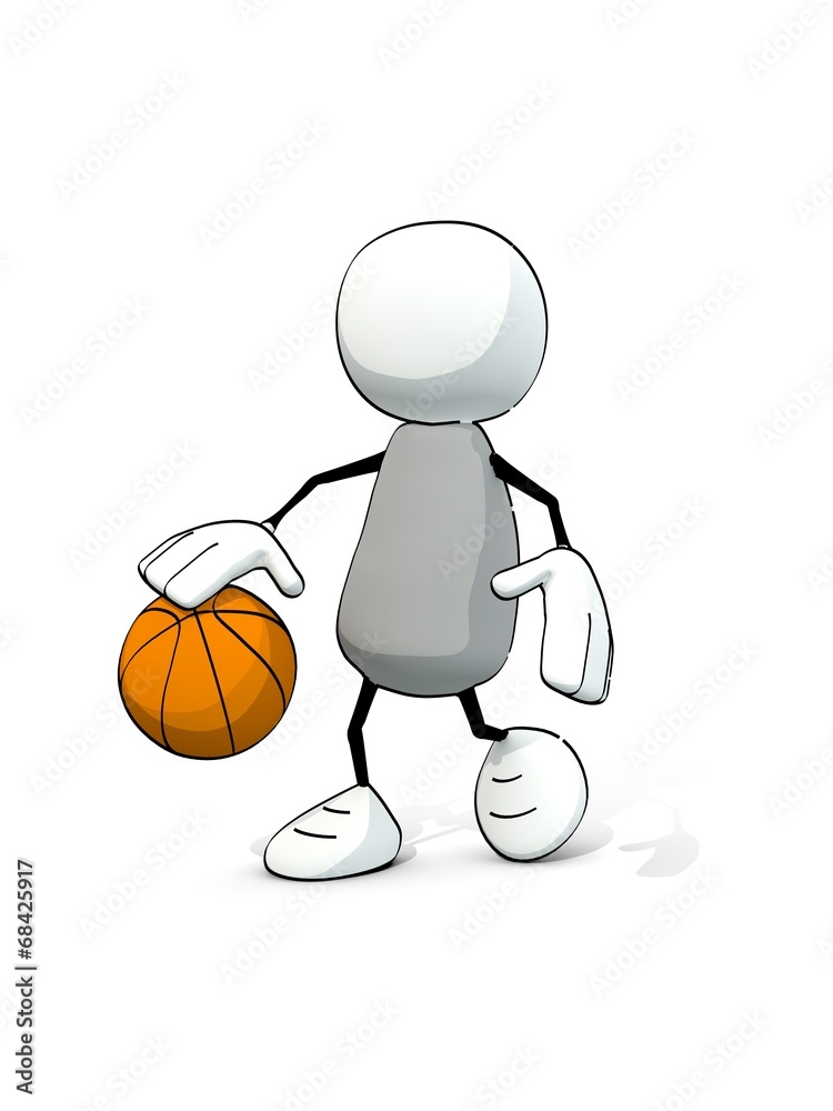 Fototapeta premium little sketchy man playing basketball